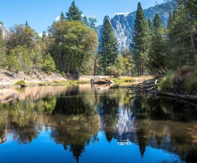Mountains reflected in water