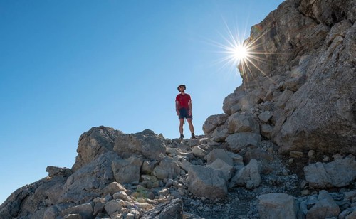 Hiker on their ascent to the Hochvogel