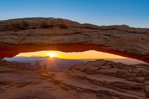View through rock arch