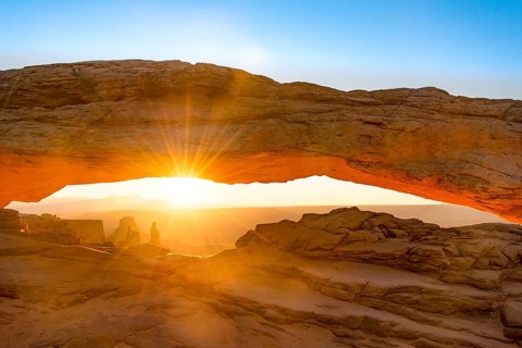 View through rock arch