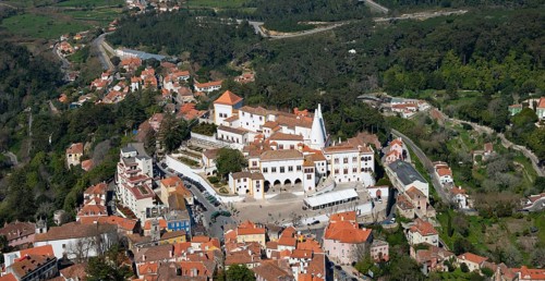 View of Sintra with National Palace from above