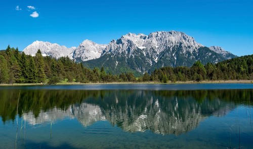 Western Karwendelspitze reflected in Lake Luttensee