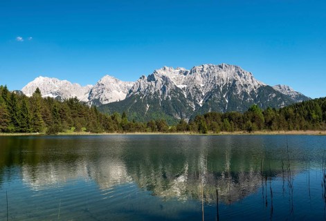Western Karwendelspitze reflected in Lake Luttensee