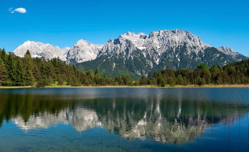Western Karwendelspitze reflected in Lake Luttensee