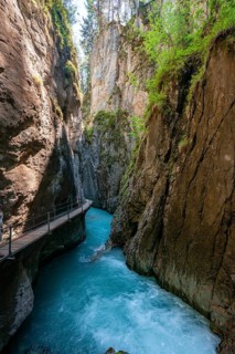 Wooden bridge through Leutasch gorge