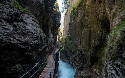 Wooden bridge through the Leutasch gorge