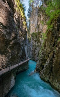 Wooden bridge through Leutasch gorge