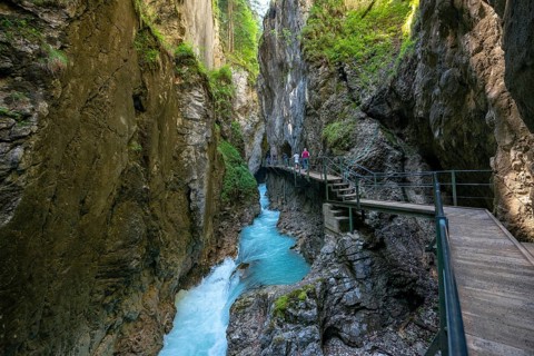 Wooden bridge through the Leutasch gorge