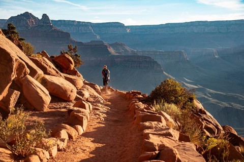 Hiker on the South Kaibab Trail