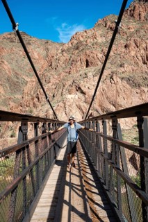 Hiker on the Suspension Bridge Kaibab Suspension Bridge