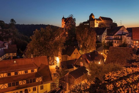 Hohnstein Castle at dusk