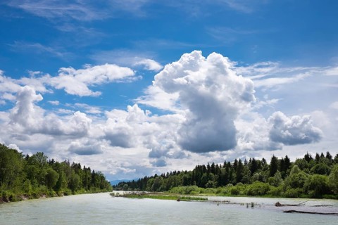Isar with floods