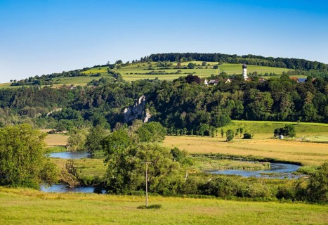 River Danube with Neuburg bei Lauterach