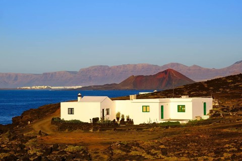 Residential house in volcanic landscape