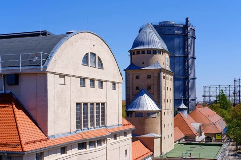 Former kiln house and gas tank