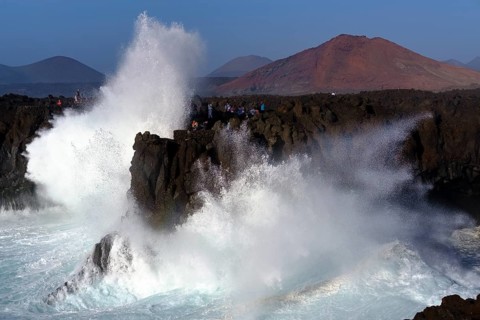 Surf at rocky coast
