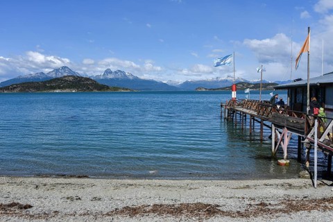Wooden footbridge at the post office at the end of the world