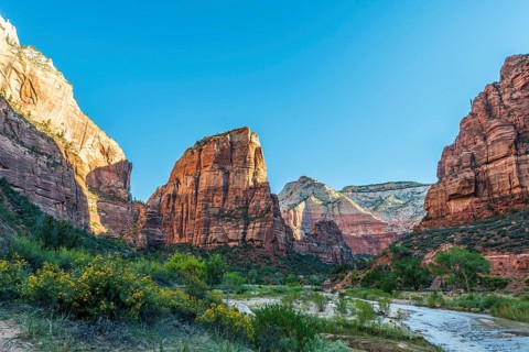View of rock formation Angels Landing