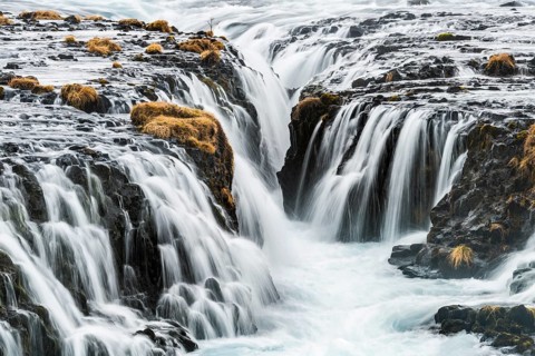 Bruarfoss Waterfall in winter