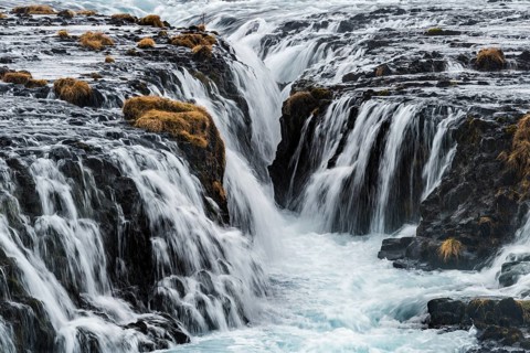 Bruarfoss Waterfall in winter