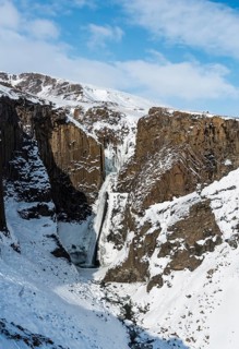 Litlanesfoss Waterfall with basalt columns