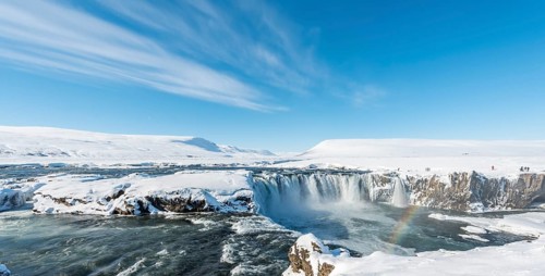 Gooafoss Waterfall in winter