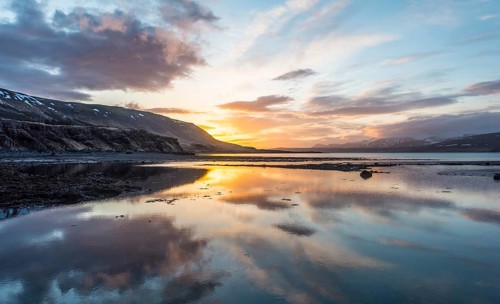 Sunset over Hvalfjorour Fjord