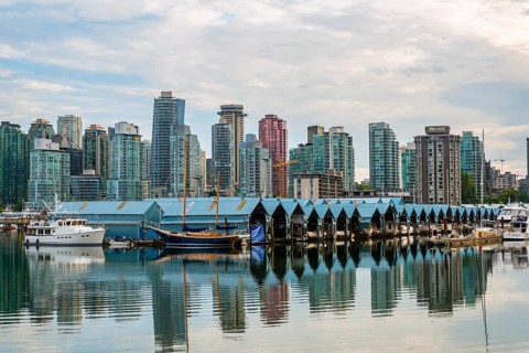 Skyscrapers and sailboats in the marina