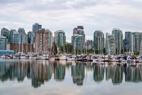 Skyscrapers and sailboats in the marina