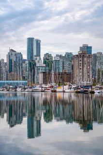 Skyscrapers and sailboats in the marina