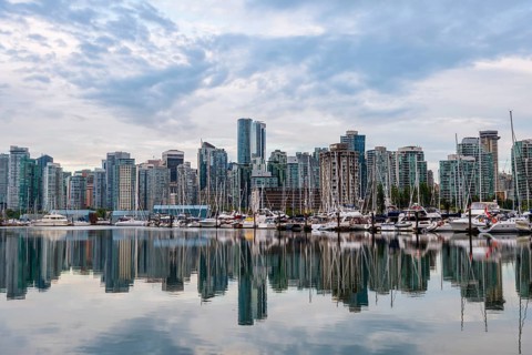 Skyscrapers and sailboats in the marina