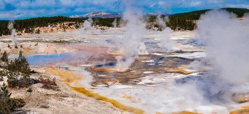 Steaming geysers