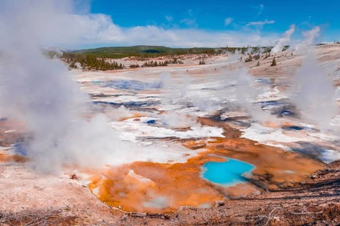Steaming geysers