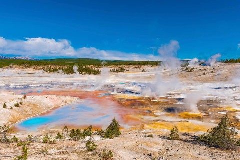 Steaming geysers