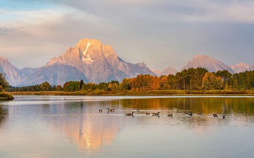 Mount Moran reflected in Snake River