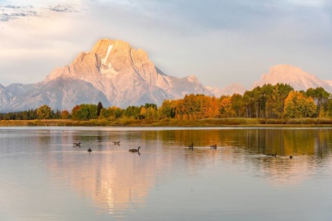 Mount Moran reflected in Snake River
