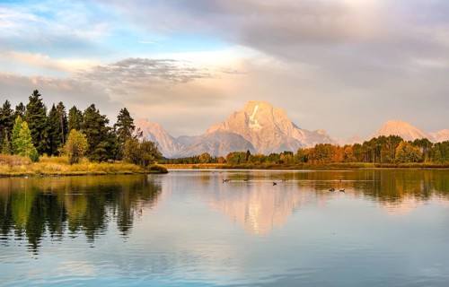 Mount Moran reflected in Snake River