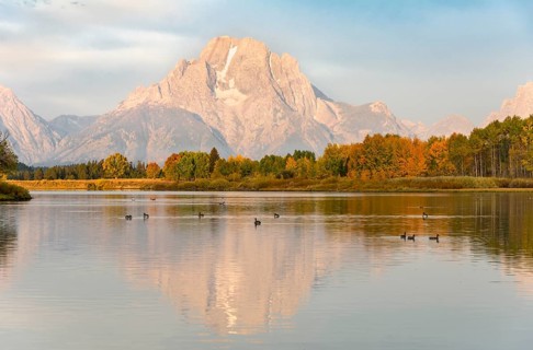 Mount Moran reflected in Snake River