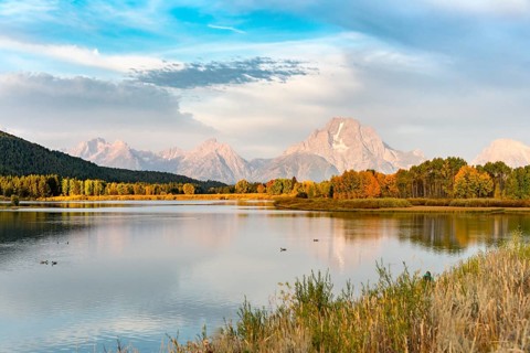 Mount Moran reflected in Snake River