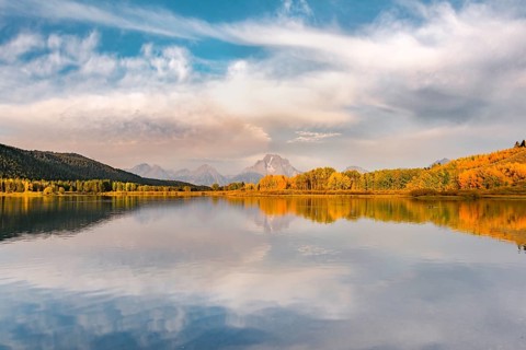 Mount Moran reflected in Snake River