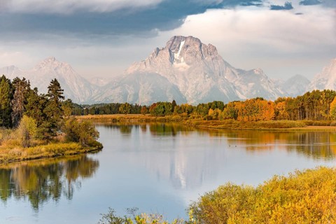 Mount Moran reflected in Snake River
