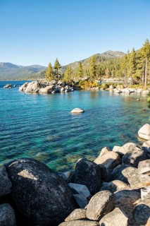 Round stones in turquoise water