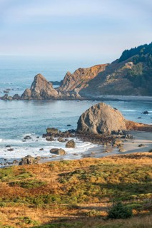 Coastal landscape with many rugged rock islands