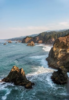 Coastal landscape with rugged rocks