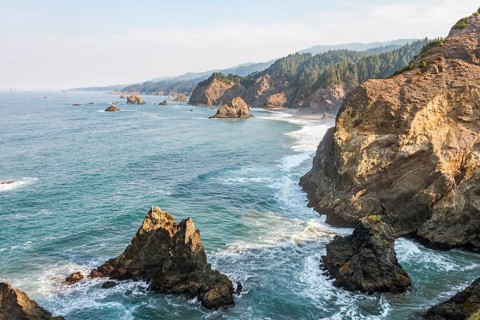 Coastal landscape with rugged rocks