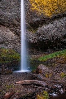 Waterfall in front of basalt rock