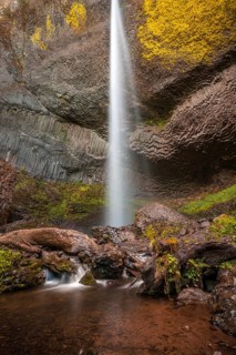 Waterfall in front of basalt rock