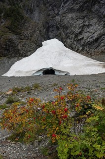 Entrance of an ice cave of a glacier