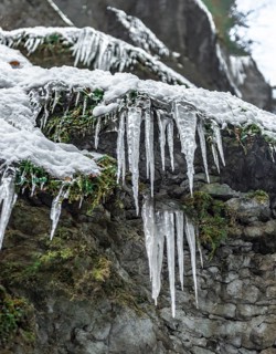 Icicle on a rock face