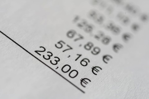 Sum of an invoice on paper